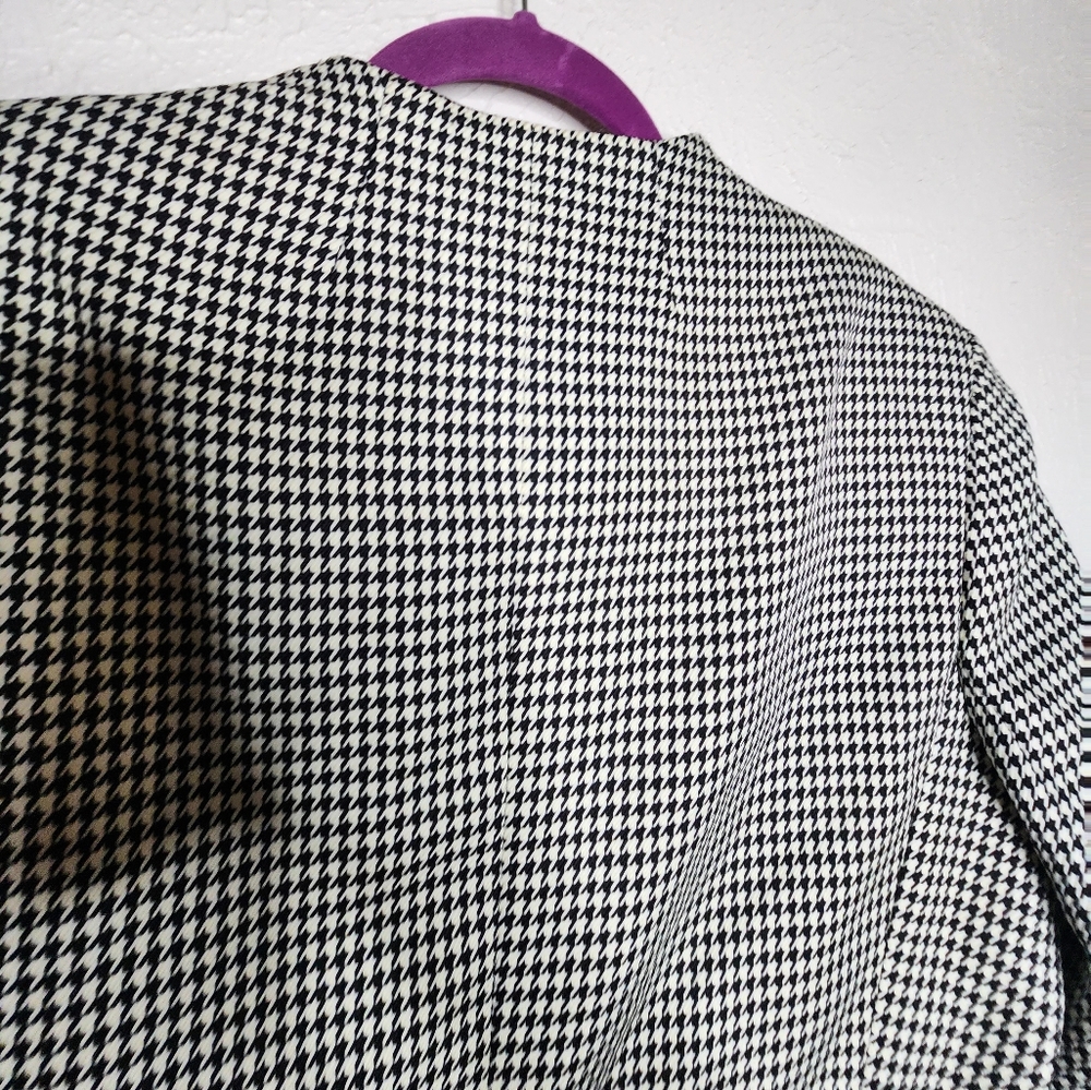 John Meyer Collection Vintage Houndstooth Blazer with Faux Leather Work Jacket - Picture 4 of 11